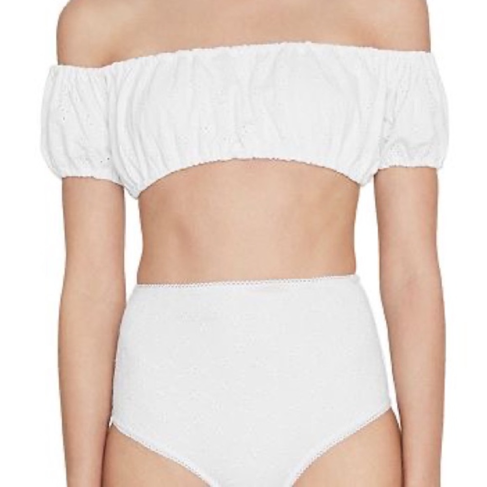 FAITHFULL THE BRAND Corsica Off the shoulder White Eyelet Bikini Set
